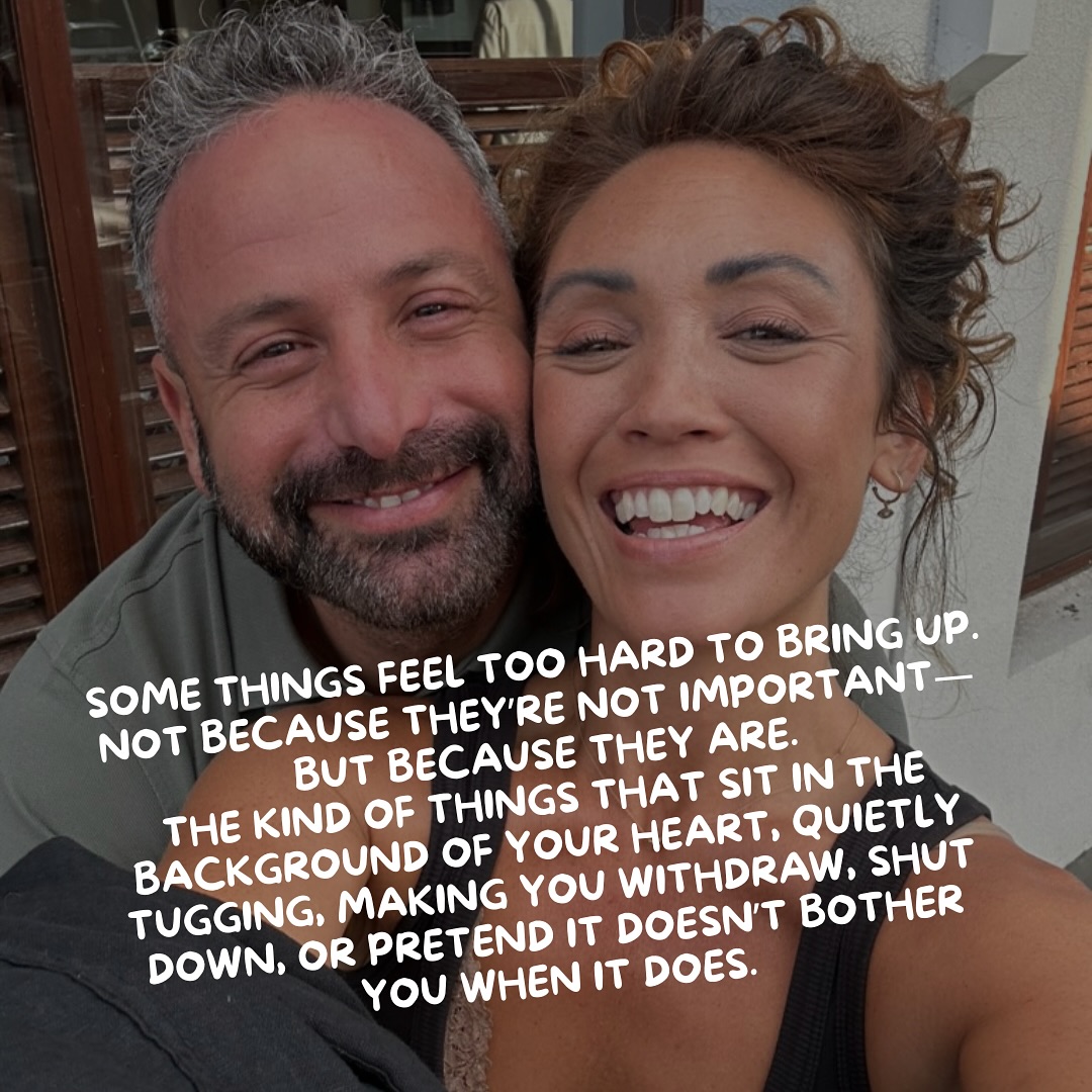 Steve and I have the hard chats.
Even when parts of us don’t want to.
Even when it’d be easier to scroll, shut down, or sweep it under the rug.

Why? Because we both know what happens when you don’t.

The resentment box starts to overflow.
Verbal jabs and emotional uppercuts start sneaking in.
And all the things left unsaid start building a not-so-invisible wall between you and the person you love.

We’ve both lived that in past relationships.
And truthfully, when we first got together—we started doing it with each other too.
Same habits, different partner.
Until we clocked it.
Until we realised if we kept playing those games, we wouldn’t last.

So now?
We bring up the hard.
We create space for each other to speak, even when it’s awkward or confronting.
We don’t always get it right—but we keep learning how to do it better.

Because we’re not here to play it safe.
We’re here to build something real.

Listen to this week’s podcast to hear us unpack the question:
“Is there something you’ve been afraid to bring up with me?” It’s a powerful one. Comment ‘309’ and I’ll send the episode to your DMs 🎧