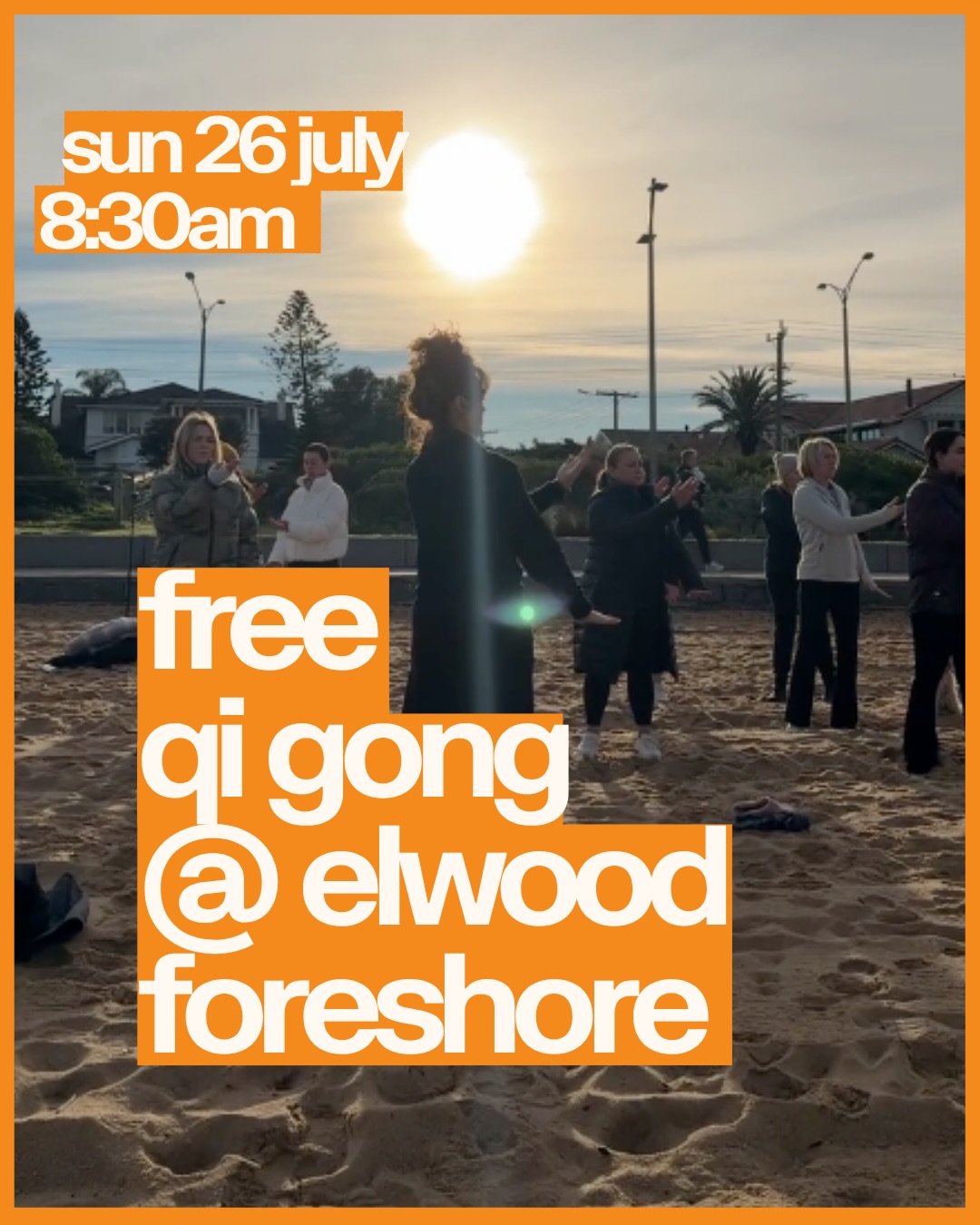 The weather app says we’re clear, so to the foreshore we go! 

📍 Free Qi Gong at Elwood Foreshore this Sunday July 26, 8:30am in front of the Beach Shack Cafe. 

Dress warm, cosy and layered. No experienced needed. Just your curiosity, good heart and good vibes. 

If you find it hard to sit still and meditate, this is a great practice for you. Qi Gong is an ancient practice of slow movement and breath, creating a solid sense of peace and contentment. 

It calms the nervous system, moves stuck energy, releases tension and all in all makes you feel grounded and present. 

If you’re in need of getting out of your head, or if life feels very ‘on’ right now, this’ll be good for you. 

Comment ‘qi gong’ and I’ll email you more deets before Sunday. Or, I’ll just see you there. 

#katjohn #qigong #elwood #elwoodbeach #melbourne