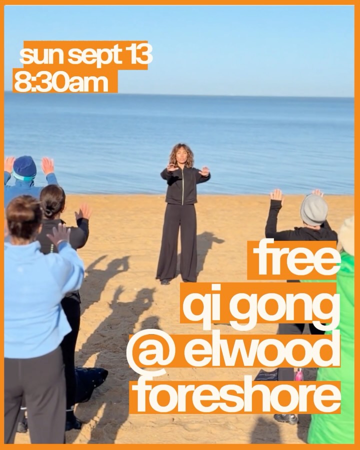 See you down on the foreshore for free community Qi Gong 😌

📅Sunday 13 September 
⏰8:30 - 9:15am
📍Elwood foreshore in front of the Beach Shack Cafe
🧥Dress warm + layered 

Qi Gong is a beautiful practice of slow movement and breath. To say it’s calming and peaceful is an understatement. If you’re in need to slowing down, freeing up stuck energy or coming back to yourself, this’ll be good for you. 

Come solo or bring people you love. No experience needed. See you down there legends. 

#katjohn #qigong #elwood #peace